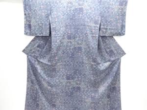未使用品　重ね色紙に花鳥・古典柄小紋着物